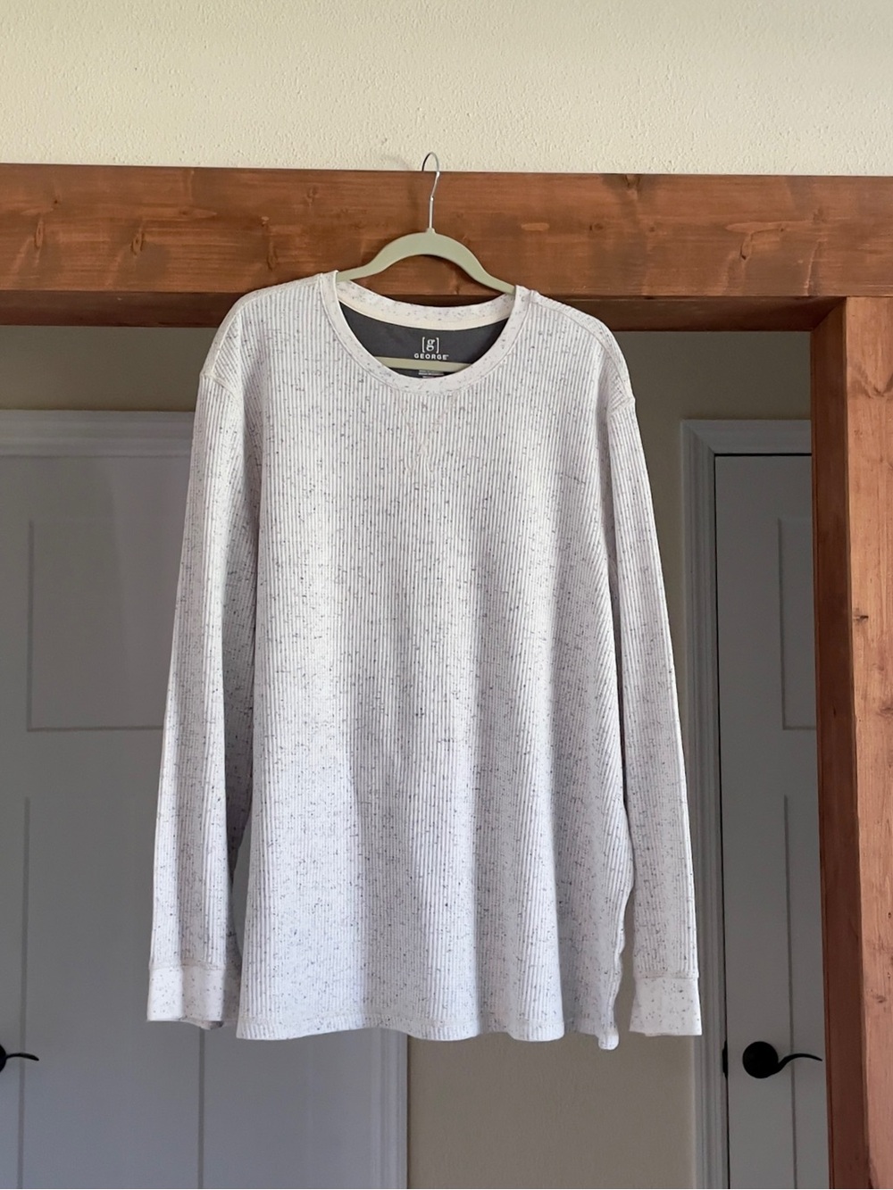 George Men’s Crewneck Sweater in Winter White with Flecks Size 3XL